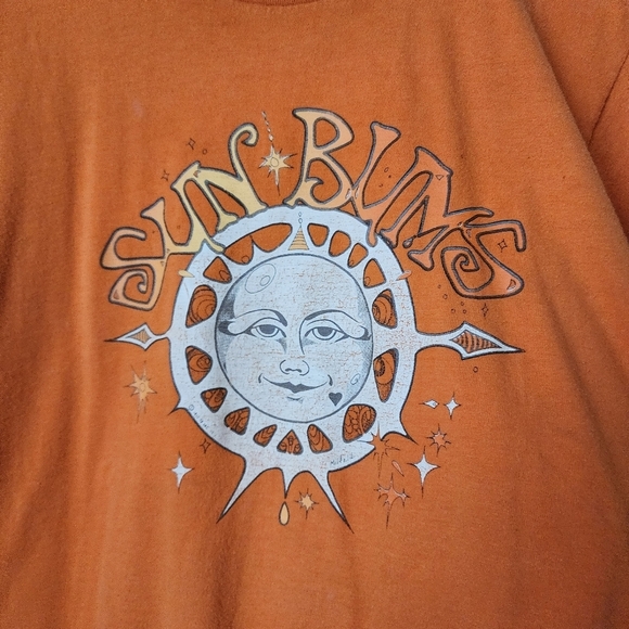 SUN BUMS x VINTAGE 70s graphic tee single stitch‎ in orange Sun graphic size M - Picture 7 of 7